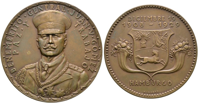 Medailleure. Goetz, Karl (1875-1950) 
Bronzemedaille 1929. Auf General Juan Vic...