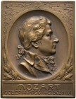 Medaillen und Plaketten von Mayer und Wilhelm, Stuttgart. 
Einseitige Bronzeplakette o.J. Auf den Komponisten Wolfgang Amadeus Mozart (1756-1791). De...