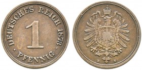 Kleinmünzen. 
1 Pfennig 1873 D. J. 1.
sehr selten, sehr schön/fast sehr schön