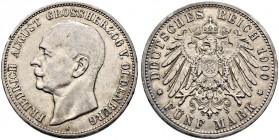Silbermünzen des Kaiserreiches. OLDENBURG 
Friedrich August 1900-1918. 5 Mark 1900 A. J. 95.
kleine Randfehler, sehr schön