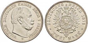 Silbermünzen des Kaiserreiches. PREUSSEN 
Wilhelm I. 1861-1888. 2 Mark 1876 B. J. 96.
selten in dieser Erhaltung, Prachtexemplar, fast Stempelglanz