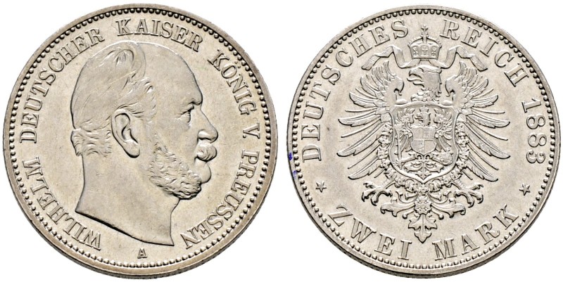 Silbermünzen des Kaiserreiches. PREUSSEN 
Wilhelm I. 1861-1888. 2 Mark 1883 A. ...
