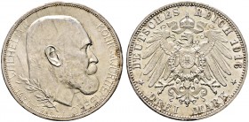 Silbermünzen des Kaiserreiches. WÜRTTEMBERG 
Wilhelm II. 1891-1918. 3 Mark 1916 F. Regierungsjubiläum. J. 178.
seltenes Prachtexemplar, übliche mini...
