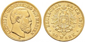Reichsgoldmünzen. HESSEN 
Ludwig IV. 1877-1892. 10 Mark 1879 H. J. 219.
sehr schön-vorzüglich