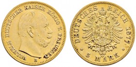 Reichsgoldmünzen. PREUSSEN 
Wilhelm I. 1861-1888. 5 Mark 1877 B. J. 244.
sehr schön/sehr schön-vorzüglich