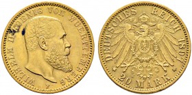 Reichsgoldmünzen. WÜRTTEMBERG 
Wilhelm II. 1891-1918. 20 Mark 1897 F. J. 296.
sehr schön-vorzüglich