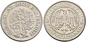 Weimarer Republik. 
5 Reichsmark 1928 F. Eichbaum. J. 331.
vorzüglich