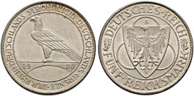 Weimarer Republik. 
5 Reichsmark 1930 A. Rheinlandräumung. J. 346.
vorzüglich-prägefrisch