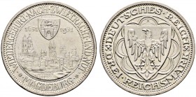 Weimarer Republik. 
3 Reichsmark 1931 A. Magdeburg. J. 347.
vorzüglich