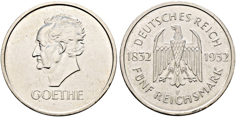 Weimarer Republik. 
5 Reichsmark 1932 F. Goethe. J. 351.
vorzüglich-prägefrisc...