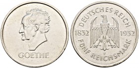 Weimarer Republik. 
5 Reichsmark 1932 F. Goethe. J. 351.
vorzüglich-prägefrisch