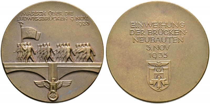 Drittes Reich. 
Bronzemedaille 1935 unsigniert, auf die Einweihung des Neubaus ...