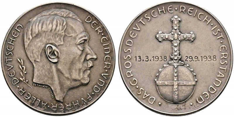 Drittes Reich. 
Mattierte Silbermedaille 1938 von Hanisch-Concee, auf das Münch...