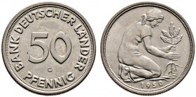 Bank Deutscher Länder. 
50 Pfennig 1950 G. J. 379.
selten in dieser Erhaltung, fast prägefrisch