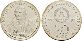 Deutsche Demokratische Republik. 
20 Mark 1983. Luther. J. 1591.
vorzüglich-Stempelglanz