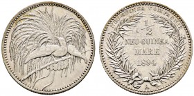 Nebengebiete. 
1/2 Neu-Guinea Mark 1894 A. J. 704.
kleine Kratzer auf der Wertseite, fast vorzüglich