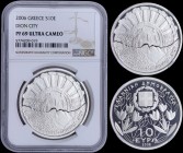GREECE: 10 Euro (2006) in silver (0,925) commemorating Mount Olympus national park / Dion. Inside slab by NGC "PF 69 - ULTRA CAMEO". Accompanied by it...