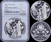 GREECE: 10 Euro (2006) in silver (0,925) commemorating Mount Olympus National Park / Zeus. Inside slab by NGC "PF 69 ULTRA CAMEO". Accompanied by its ...
