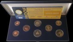 GREECE: Euro coins series set including 1 Cent to 2 Euro (2011) (8 pieces) inside official case & CoA with No "0322". Mintage: 2500 pieces. Proof.