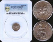 GREECE: 1 new Obol (1834.) in copper with seated Britannia. Dot after date. Inside slab by PCGS "MS 64 BN". (Hellas I.19).