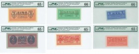 GREECE: Set of 6 banknotes from the German military issue (ND 1942) including 1 Reichspfennig, 5 Reichspfennig, 10 Reichspfennig, 50 Reichspfennig, 1 ...