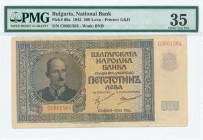 GREECE: BULGARIA: 500 Leva (1942) in black and blue on green and brown unpt with portrait of Boris III at left. WMK: BNB. Printed by G&D. Inside plast...