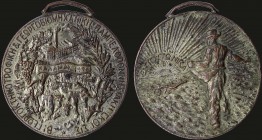 GREECE: Commemorative silverplated medal in bronze featuring the Fair that took place in Kalamata-Peloponnisos (1928). Obv: Allegorical scene of the F...