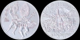 AUSTRIA: 500 Schilling (1993) in silver (0,925). Obv: Alpine Region, value at bottom. Rev: Two Alpine dancers. (KM 3014). Uncirculated.