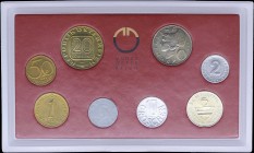 AUSTRIA: Coin set of 8 values, from 2 Groschen to 20 Schilling (1994) in official case by Austrian Mint / Munze Osterreich. (KM MS3). Brilliant Uncirc...