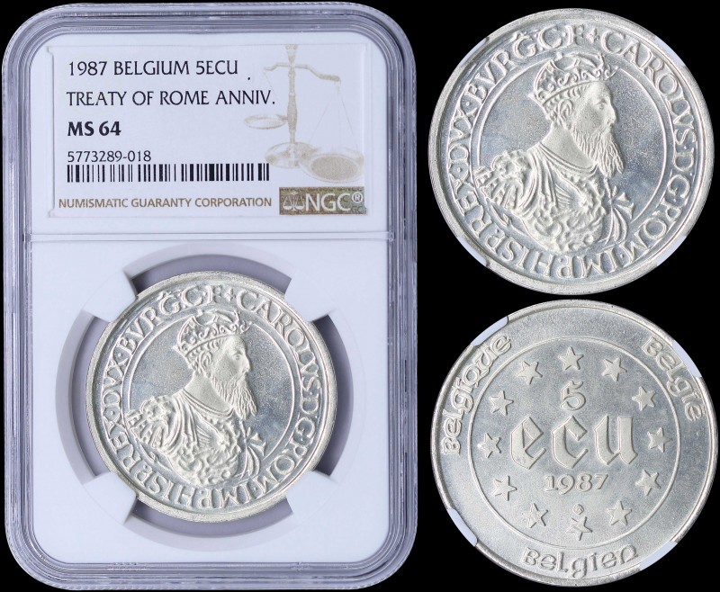 BELGIUM: 5 Ecu (1987) in silver (0,833) commemorating the 30th anniversary of th...