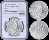 BELGIUM: 5 Ecu (1987) in silver (0,833) commemorating the 30th anniversary of the Treaty of Rome. Obv: Denomination, date and stars within circle. Rev...