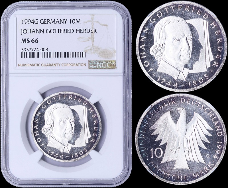 GERMANY: 10 Mark (1994 G) in silver (0,625) commemorating the 250th Birth Annive...