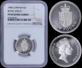 GREAT BRITAIN: 1 Pound (1988) in silver (0,925). Obv: Crowned head of Queen Elizabeth II. Rev: Royal shield of the United Kingdom. Inside slab by NGC ...