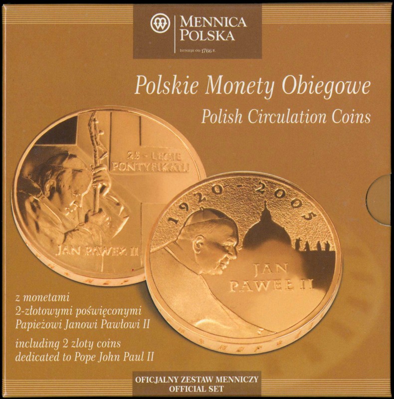 POLAND: Coin set of 9 pieces from 1 grosz to 2 Zloty (2005) & 2 commemorative co...