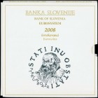 SLOVENIA: Euro coin set (2008) from 1 Cent to 2 Euro plus 3 Euro (9 pieces) inside official blister by Bank of Slovenia. Mintage: 148000 pieces. Uncir...