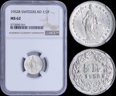 SWITZERLAND: 1/2 Franc (1952 B) in silver (0,835). Obv: Standing Helvetia with lance and shield within star border. Rev: Value, date within wreath. In...