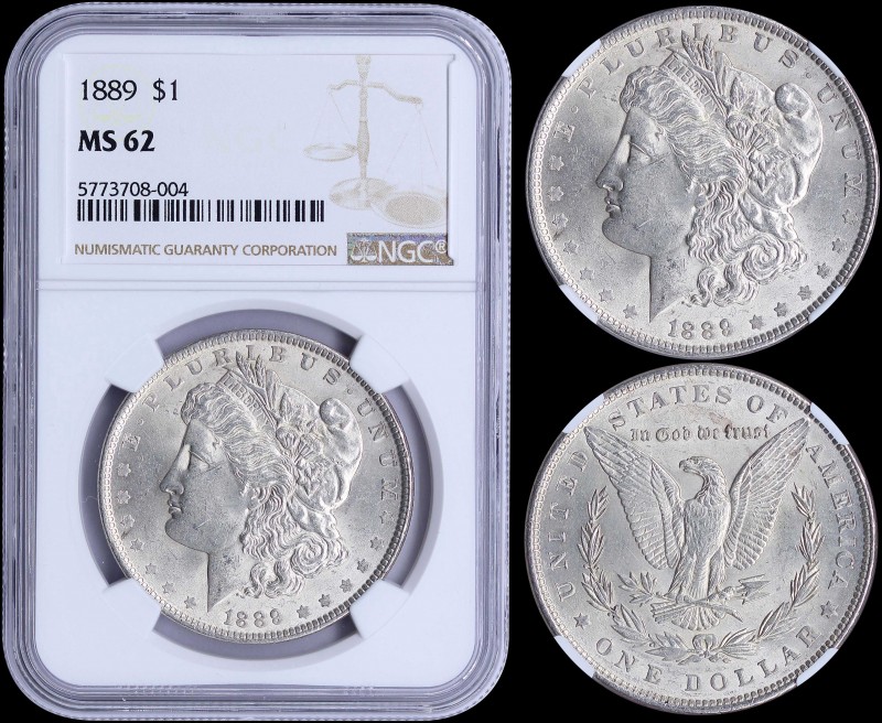 USA: 1 Dollar (1889) in silver (0,900). Obv: Liberty and legend "E.PLURIBUS.UNUM...