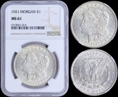 USA: 1 Dollar (1921) in silver (0,900). Obv: Liberty and legend "E.PLURIBUS.UNUM". Rev: American eagle and legend "UNITED STATES OF AMERICA". Designed...