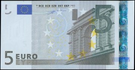 EUROPEAN UNION / BELGIUM: 2 x 5 Euro (2002) in gray and multicolor. S/N: "Z13903942185 + Z13903942194". Printing press and plate "T001B4". Signature b...