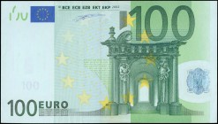 FRANCE: 100 Euro (2002) in green and multicolor. S/N: "U21004898999". Printer press and plate "P006D3". Signature by Willem Duisenberg. (Pick 5u). Unc...