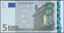EUROPEAN UNION / PORTUGAL: 2 x 5 Euro (2002) in gray and multicolor. S/N: "M15090099196 & M15090099187". Printer press and plate "U005A2". Signature b...