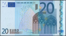 EUROPEAN UNION / SLOVENIA: 2 x 20 Euro (2002) in blue and multicolor. S/N: "H42007430646 & H42007430637". Printer press and plate "E004G6". Signature ...
