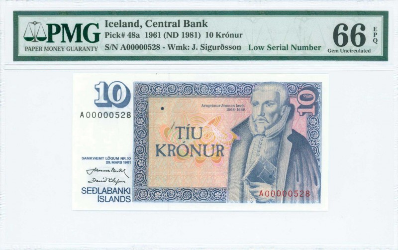 ICELAND: 10 Kronur (Law 1961 - ND 1981) in multicolor unpt with Arnigrimur Jonss...