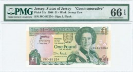 JERSEY: 1 Pound (2004) in dark green and purple on multicolor unpt commemorating the 800th anniversary of the special relationship between Jersey and ...