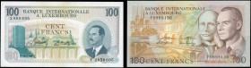 LUXEMBOURG: Set of 2 banknotes including 100 Francs (1.5.1968) + 100 Francs (8.3.1981). Pressed. (Pick 14a + 14A). Extra Fine & Almost Extra Fine.