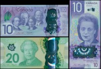 CANADA: Set of 3 banknotes incuding 20 dollars (2015) + 10 dollars (2017) + 10 dollars (2018). (Pick Unlisted). Uncirculated.