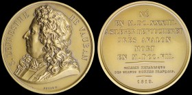 FRANCE: Bronze medal (1819) commemorating S.Leprestre De Vauban. Part from Galerie Metallique Des Grands Hommes Francais. All the medals were produced...