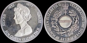 GREAT BRITAIN: Medal in white metal(?) celebrating Queen Elizabeth IIs 25th reigning year. Obv: Queen Elizabeth II. Rev: The Sovereigns Orb within spr...