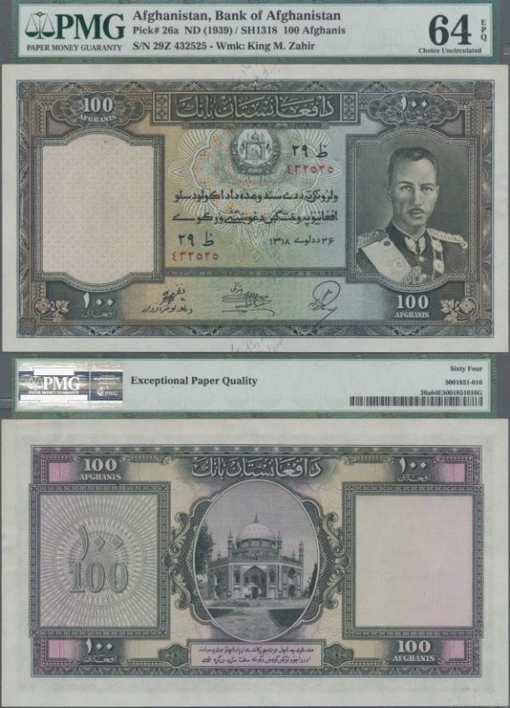 Afghanistan: 100 Afghanis SH1318 ND(1939), P.26a in UNC, PMG graded 64 Choice Un...