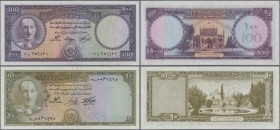 Afghanistan: Pair with 10 Afghanis SH1333 P.30c (UNC) and 100 Afghanis SH1330 P.34b (UNC). (2 pcs.)
 [differenzbesteuert]